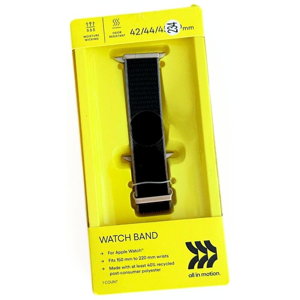ALL IN MOTION Apple Watch Black Replacement Watch Band 42/44/45/49 mm NEW